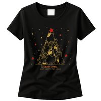 Funny Merry XMas and Happy Cat Year Christmas Tree Womens T-Shirt
