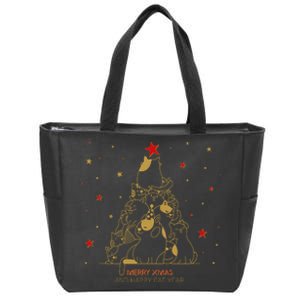 Funny Merry XMas and Happy Cat Year Christmas Tree Zip Tote Bag