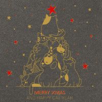 Funny Merry XMas and Happy Cat Year Christmas Tree Cotton Canvas Backpack
