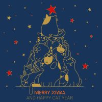 Funny Merry XMas and Happy Cat Year Christmas Tree Infant Baby Jersey Bodysuit