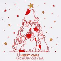 Funny Merry XMas and Happy Cat Year Christmas Tree Garment-Dyed Sweatshirt