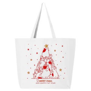 Funny Merry XMas and Happy Cat Year Christmas Tree 25L Jumbo Tote