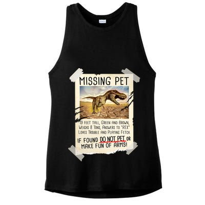 Funny Missing Pet T-Rex Dinosaur Ladies PosiCharge Tri-Blend Wicking Tank