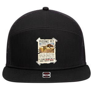 Funny Missing Pet T-Rex Dinosaur 7 Panel Mesh Trucker Snapback Hat