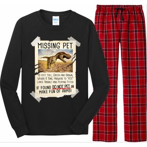 Funny Missing Pet T-Rex Dinosaur Long Sleeve Pajama Set