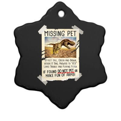 Funny Missing Pet T-Rex Dinosaur Ceramic Star Ornament