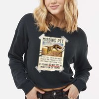 Funny Missing Pet T-Rex Dinosaur Cropped Pullover Crew