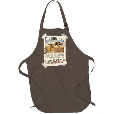 Funny Missing Pet T-Rex Dinosaur Full-Length Apron With Pockets