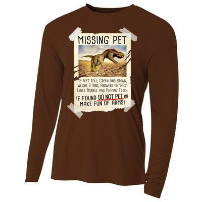 Funny Missing Pet T-Rex Dinosaur Cooling Performance Long Sleeve Crew