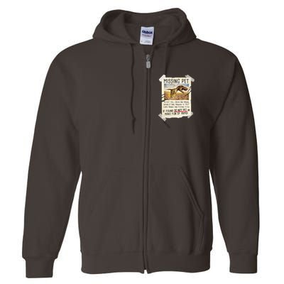 Funny Missing Pet T-Rex Dinosaur Full Zip Hoodie