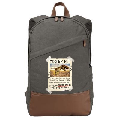 Funny Missing Pet T-Rex Dinosaur Cotton Canvas Backpack