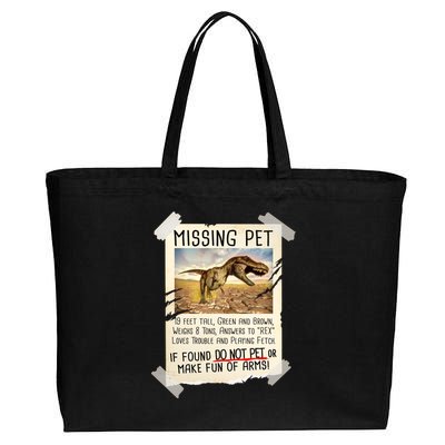 Funny Missing Pet T-Rex Dinosaur Cotton Canvas Jumbo Tote