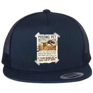 Funny Missing Pet T-Rex Dinosaur Flat Bill Trucker Hat