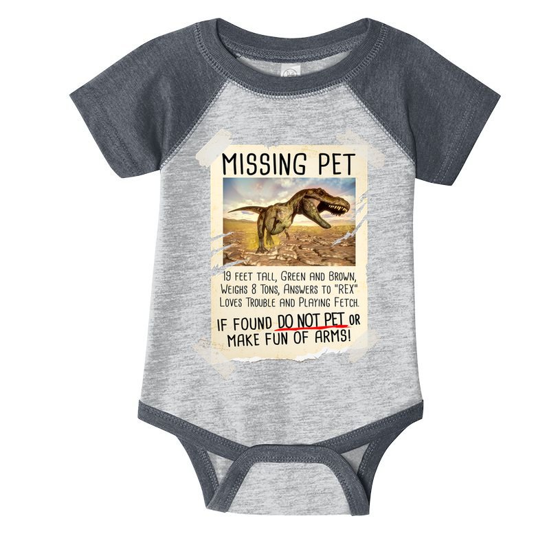 Funny Missing Pet T-Rex Dinosaur Infant Baby Jersey Bodysuit