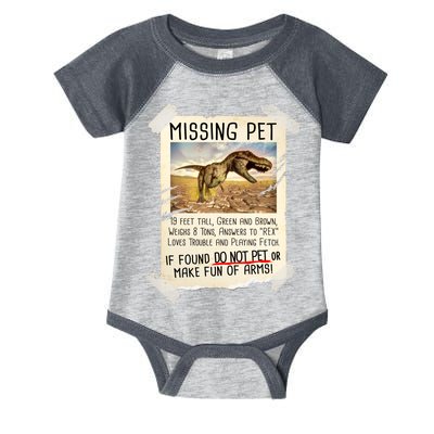 Funny Missing Pet T-Rex Dinosaur Infant Baby Jersey Bodysuit