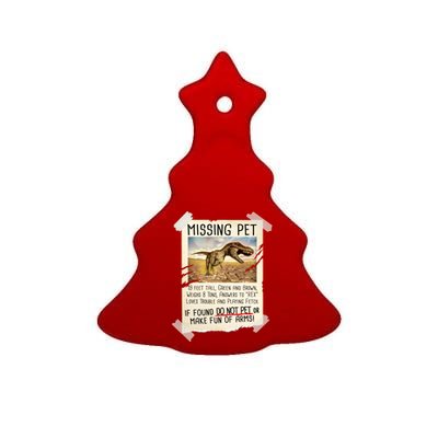 Funny Missing Pet T-Rex Dinosaur Ceramic Tree Ornament