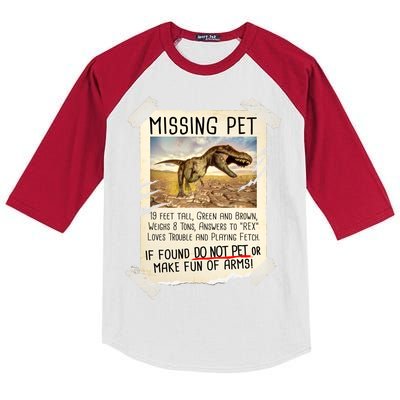 Funny Missing Pet T-Rex Dinosaur Kids Colorblock Raglan Jersey