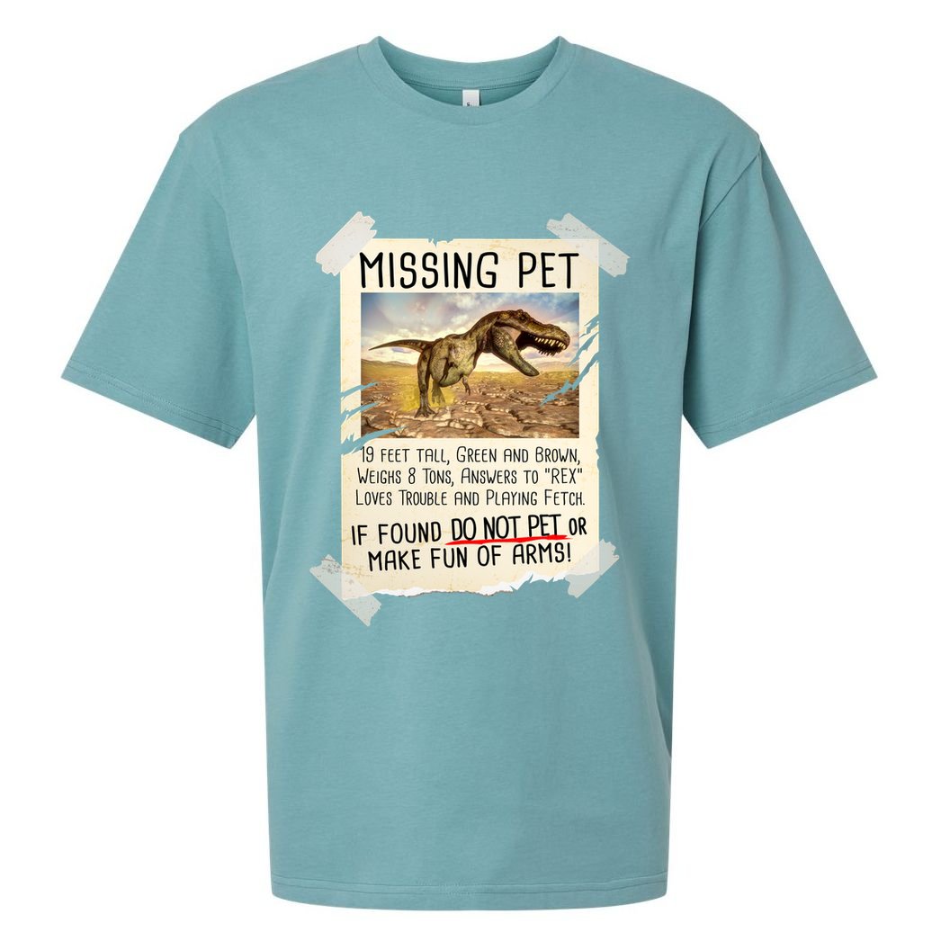 Funny Missing Pet T-Rex Dinosaur Sueded Cloud Jersey T-Shirt