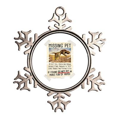 Funny Missing Pet T-Rex Dinosaur Metallic Star Ornament