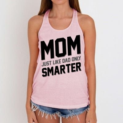 Funny Mom Just Like Dad Only Smarter Women's Knotted Racerback Tank