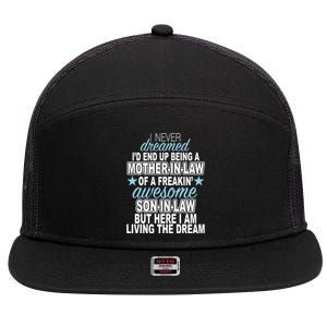 Funny Mother In law Awesome Son In Law 7 Panel Mesh Trucker Snapback Hat