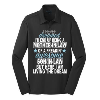 Funny Mother In law Awesome Son In Law Silk Touch Performance Long Sleeve Polo