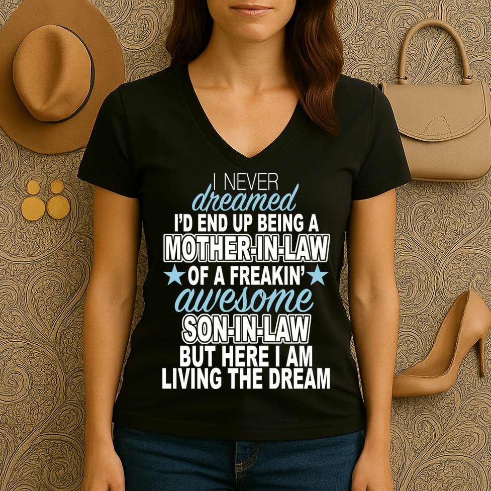 Funny Mother In law Awesome Son In Law Women's V-Neck T-Shirt