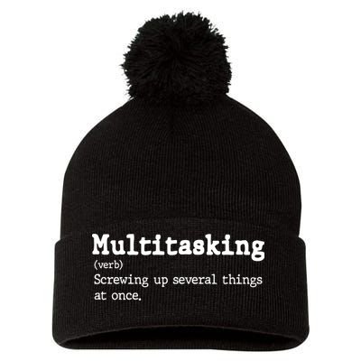 Funny Multitasking Definition Pom Pom 12in Knit Beanie