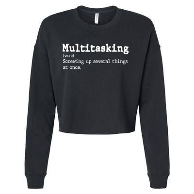 Funny Multitasking Definition Cropped Pullover Crew
