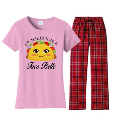 Funny My Princess Name is Taco Belle Women's Flannel Pajama Set