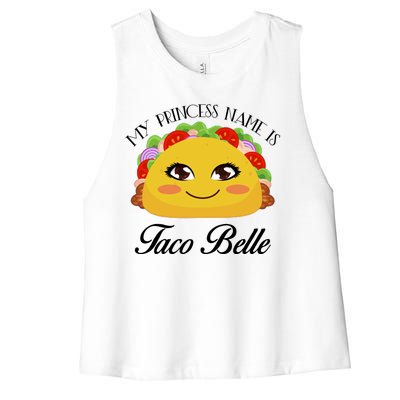 Funny My Princess Name is Taco Belle Women's Racerback Cropped Tank