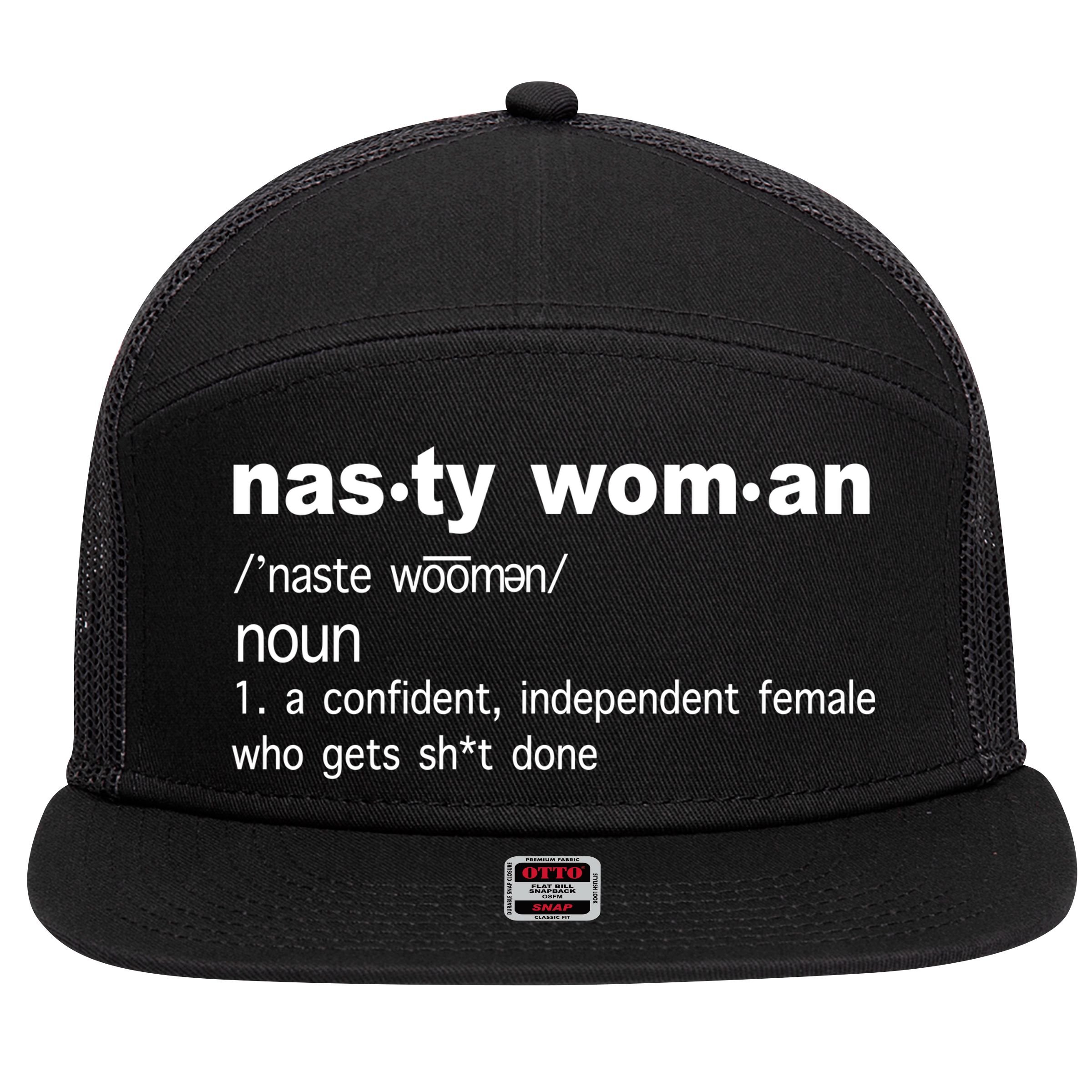 Funny Nasty Woman Definition  7 Panel Mesh Trucker Snapback Hat