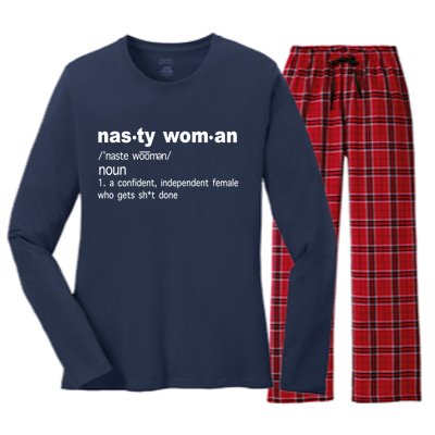 Funny Nasty Woman Definition  Women's Long Sleeve Flannel Pajama Set 