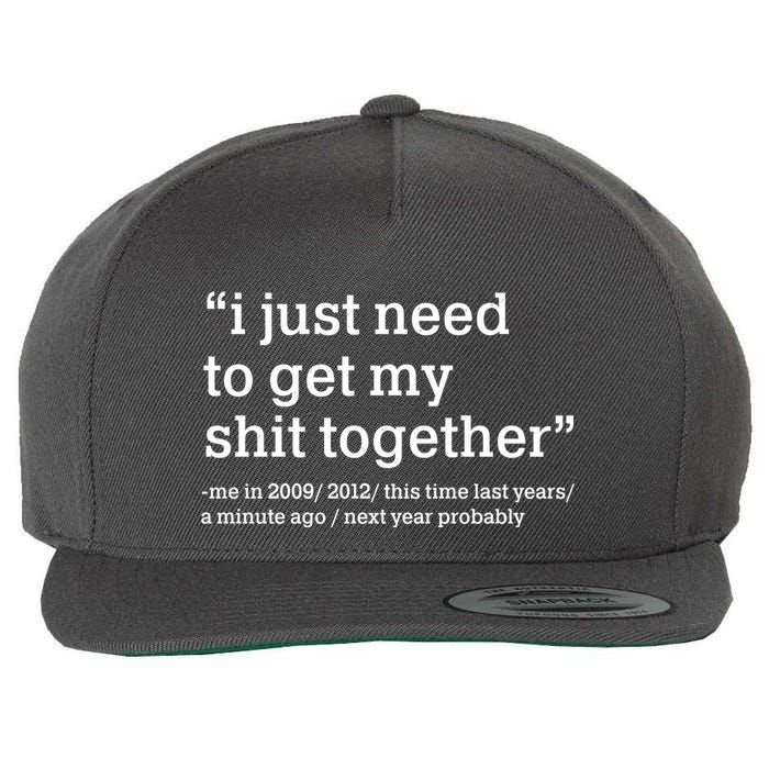 Funny New Year I Just Need to Get My Shit Together Wool Snapback Cap