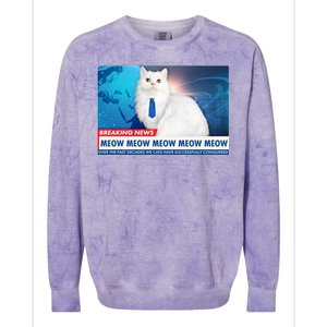 Funny News Anchor Cat Colorblast Crewneck Sweatshirt