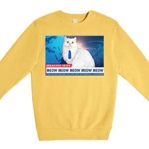 Funny News Anchor Cat Premium Crewneck Sweatshirt