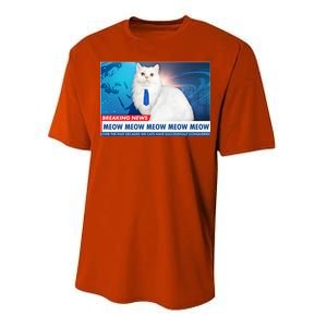 Funny News Anchor Cat Performance Sprint T-Shirt