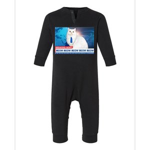 Funny News Anchor Cat Infant Fleece One Piece