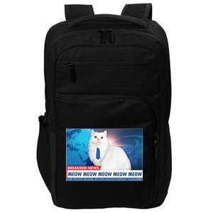 Funny News Anchor Cat Impact Tech Backpack