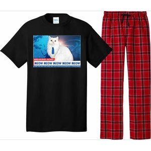 Funny News Anchor Cat Pajama Set