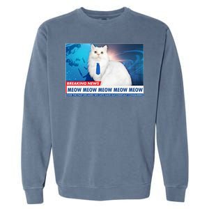 Funny News Anchor Cat Garment-Dyed Sweatshirt