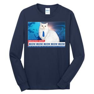 Funny News Anchor Cat Tall Long Sleeve T-Shirt