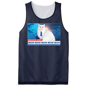 Funny News Anchor Cat Mesh Reversible Basketball Jersey Tank