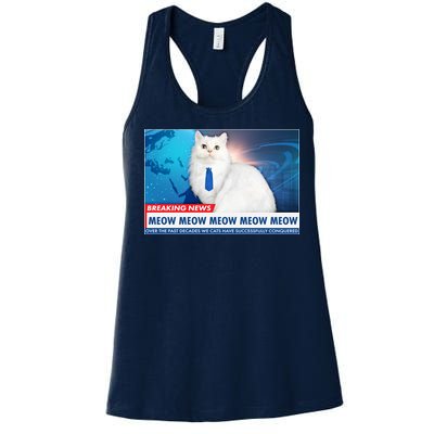 Funny News Anchor Cat Women's Racerback Tank