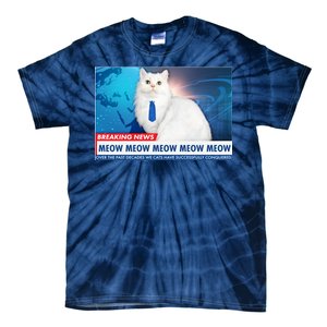 Funny News Anchor Cat Tie-Dye T-Shirt