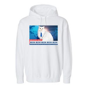 Funny News Anchor Cat Garment-Dyed Fleece Hoodie