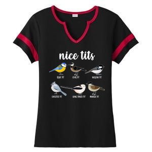 Funny Nice Tits Birds Ladies Halftime Notch Neck Tee