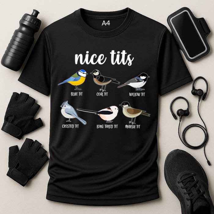Funny Nice Tits Birds Cooling Performance Crew T-Shirt