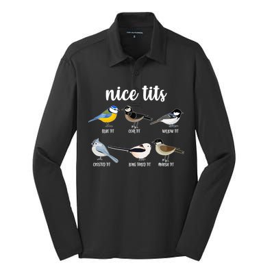 Funny Nice Tits Birds Silk Touch Performance Long Sleeve Polo