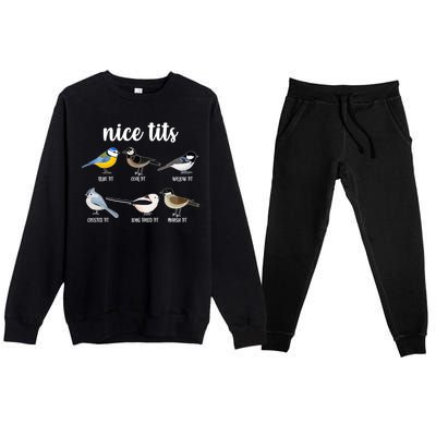 Funny Nice Tits Birds Premium Crewneck Sweatsuit Set